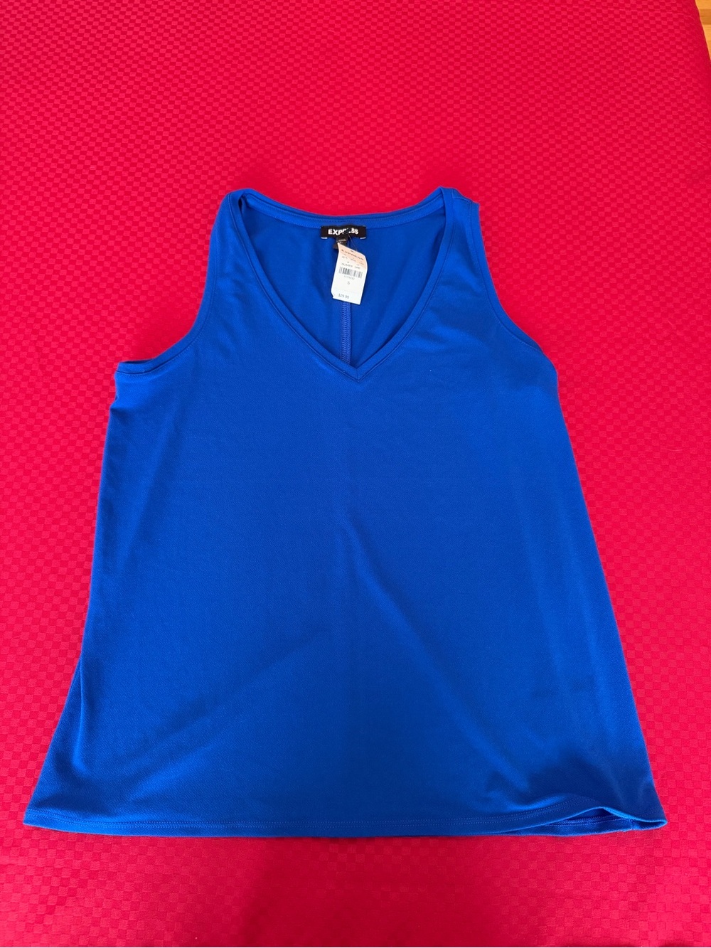 Express Royal Blue V-Neck Tank Top